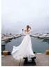 Off Shoulder White Pleated Chiffon Bohemian Beach Wedding Dress